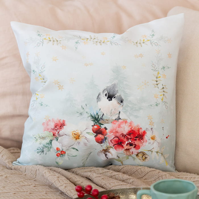 Декоративная наволочка "Зимний букет" рамка