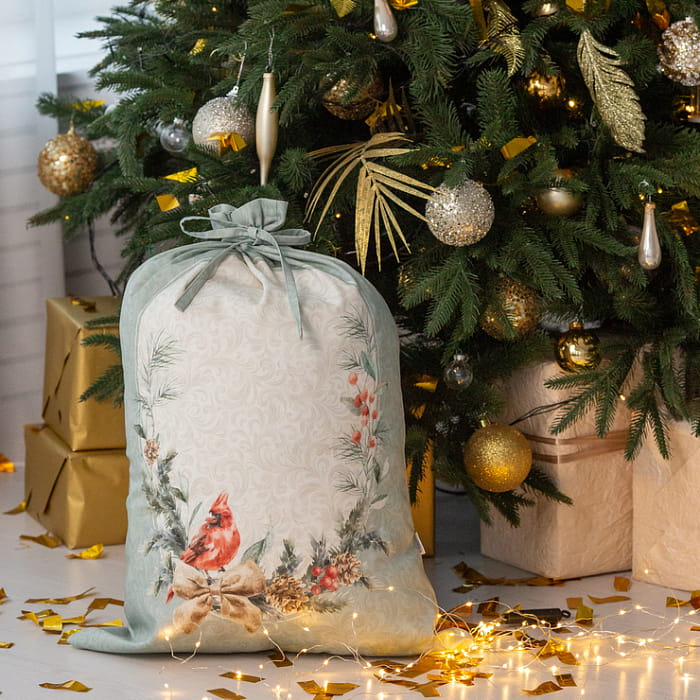 Декоративный мешок "Рождественская классика" зеленый, 40х62 см