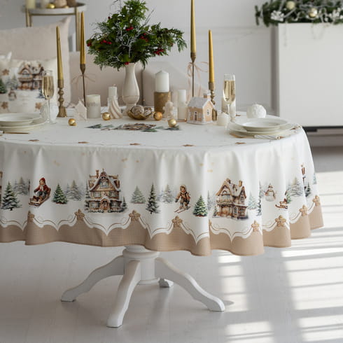 Скатерть овальная 170х250 см "Пряничный домик"
