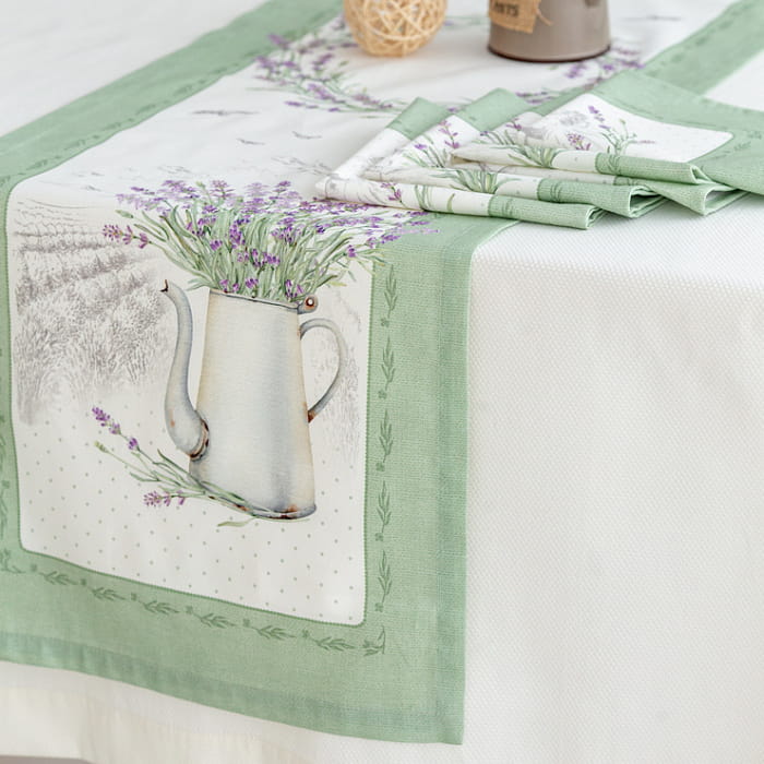 Дорожка 40х180 см "Лавандовое лето" зеленая декоративная