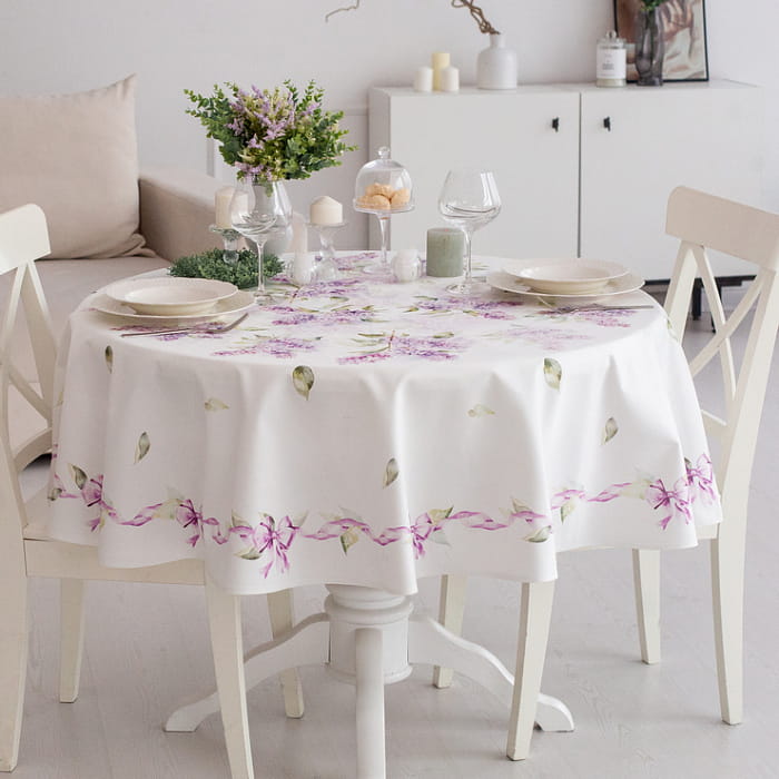 Скатерть круглая D-170 см "Аромат сирени"