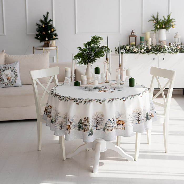Скатерть круглая D-150 см "Морозное утро"