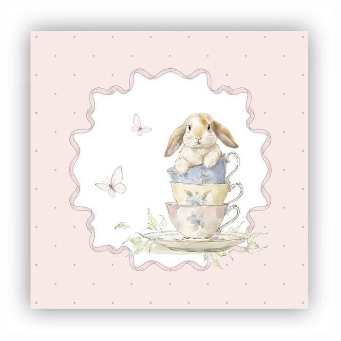 Салфетка "Заварные зайки рамка на розовом", 1 шт