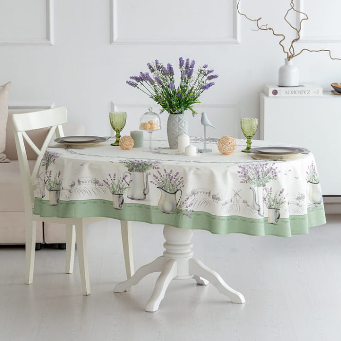 Скатерть овальная 170х250 см "Лавандовое лето"