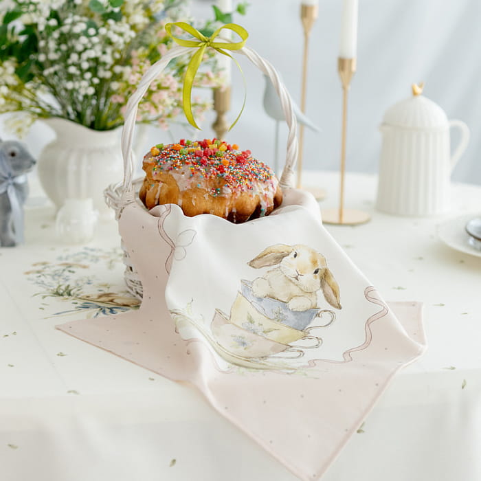 Салфетка "Заварные зайки рамка на розовом", 1 шт