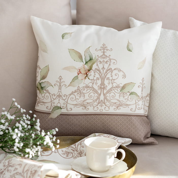 Декоративная наволочка "Луиза кофейная кайма"