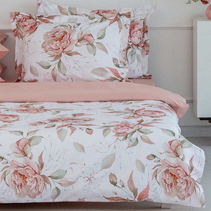 Евро комплект постельного белья "Розали"  с простыней на резинке