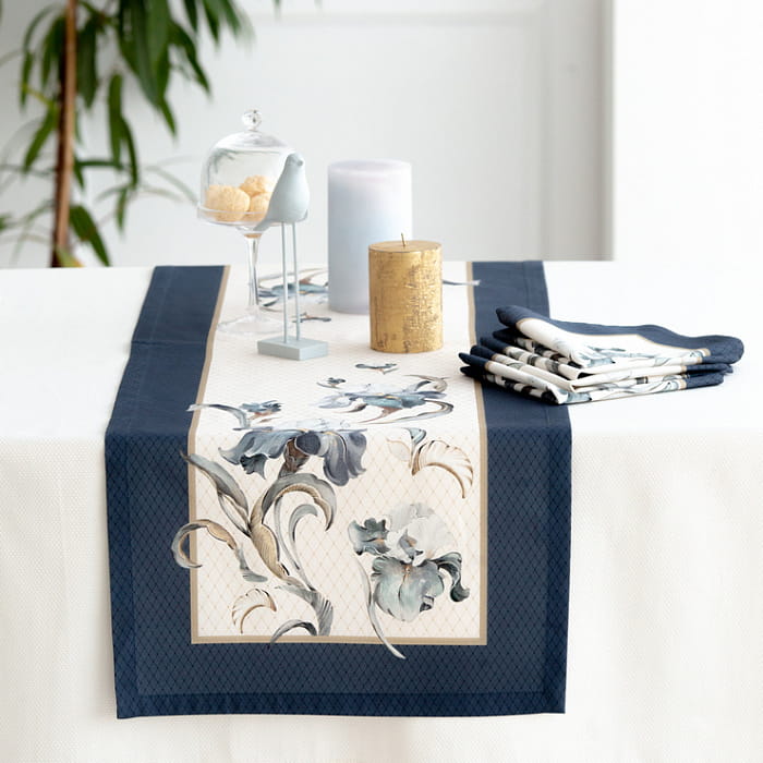 Дорожка 40х185 см "Айрис" синяя декоративная