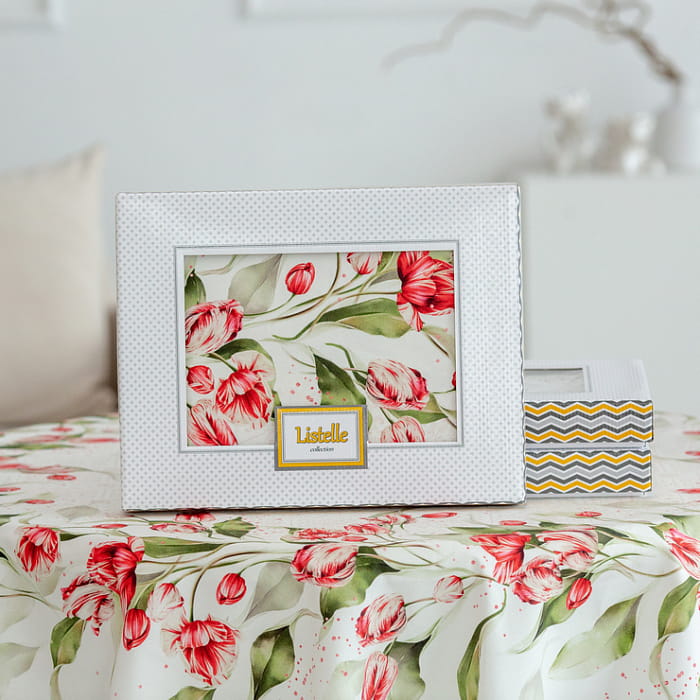 Скатерть круглая D-170 см "Алые тюльпаны"