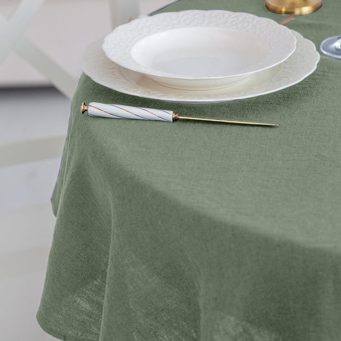 Скатерть 140х200 см овальная цвет "Олива"