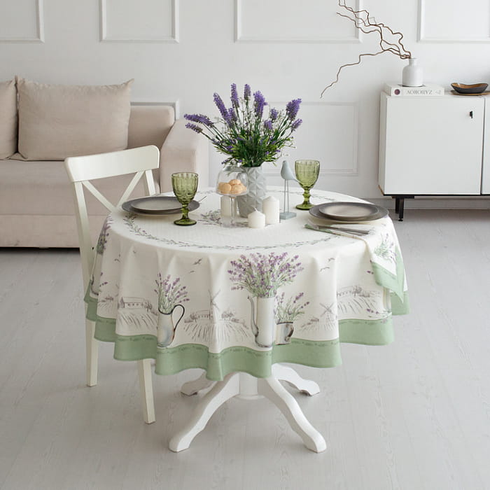 Скатерть круглая D-170 см "Лавандовое лето"
