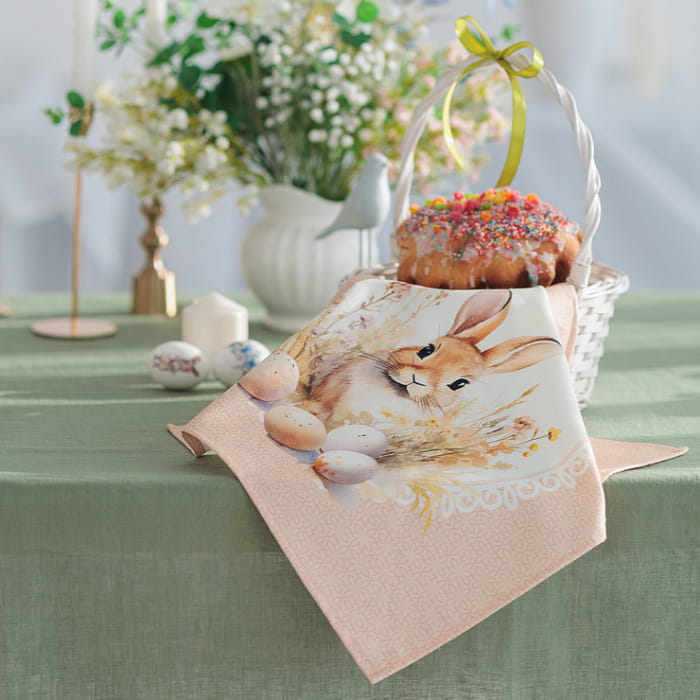 Салфетка "Стеша зайка в персиковой рамке", 1 шт