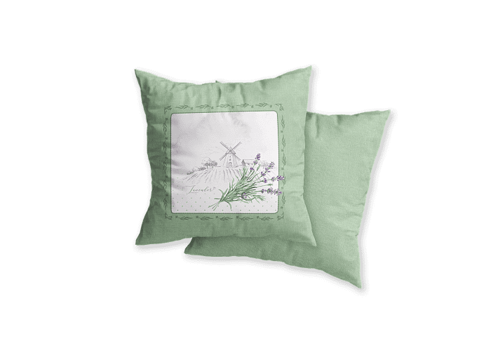 Декоративная наволочка "Лавандовое лето" зеленая рамка