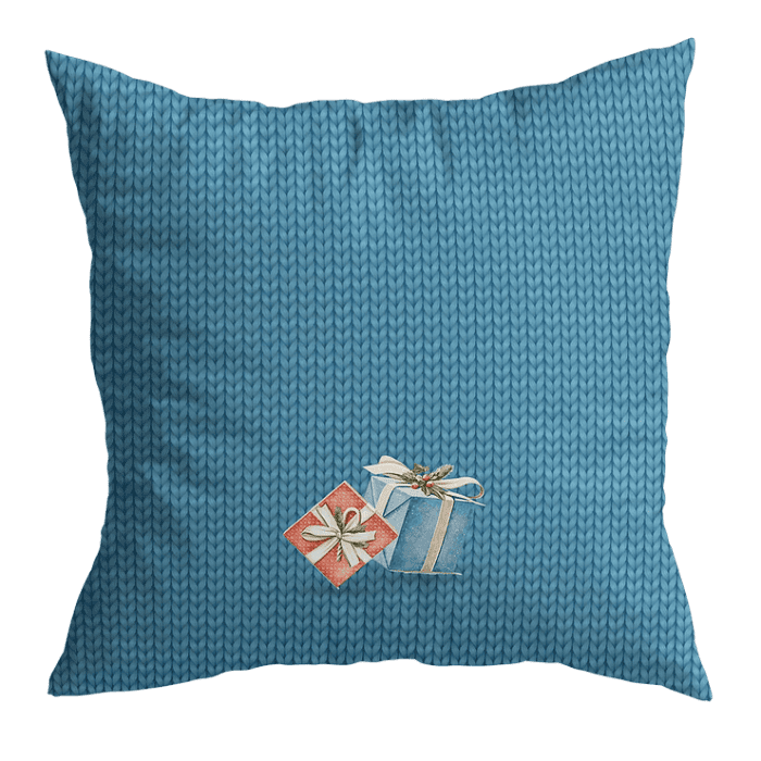 Декоративная наволочка "Новогодняя шкатулка" зайчата с елкой