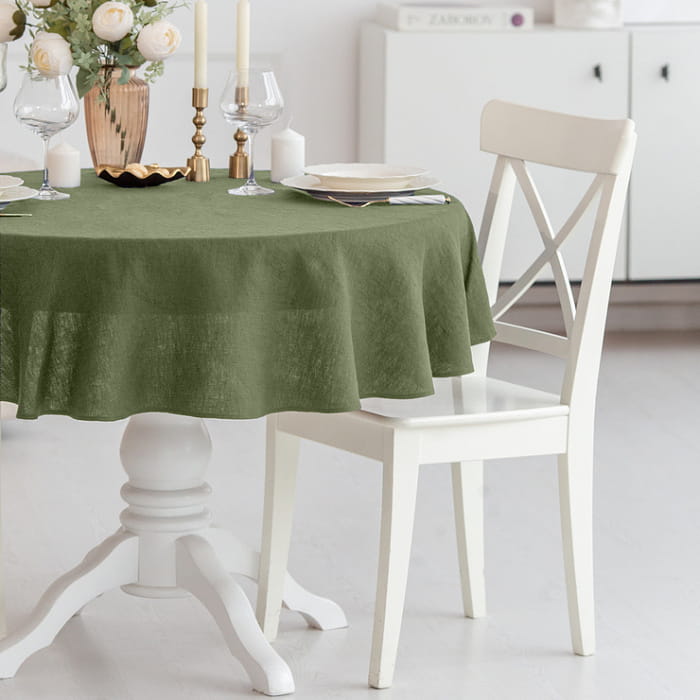 Скатерть круглая D-145 см цвет "Еловая зелень"