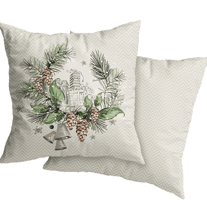 Декоративная наволочка "Хвойный этюд" венок с подарками