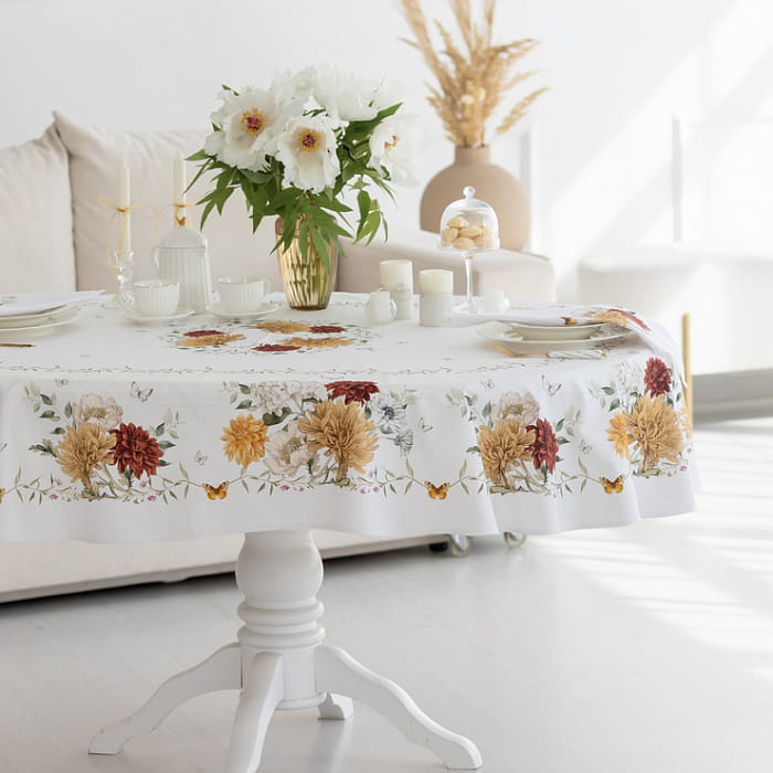 Скатерть овальная 150х248 см "Цветочная симфония"
