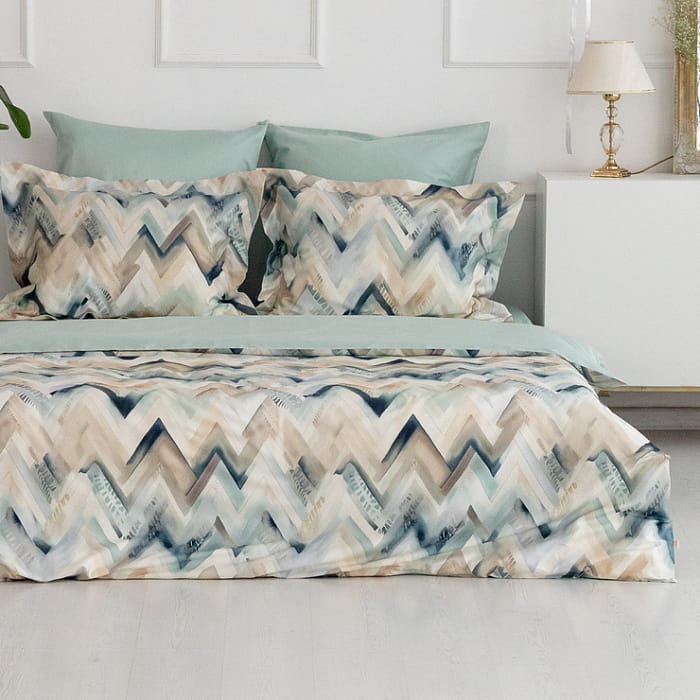 Евро комплект постельного белья "Бриз"  с простыней на резинке