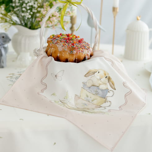 Салфетка "Заварные зайки рамка на розовом", 1 шт