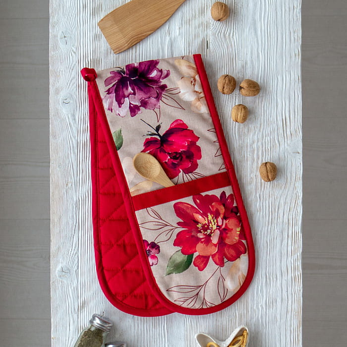Прихватка двойная "Вернисаж" крупные цветы