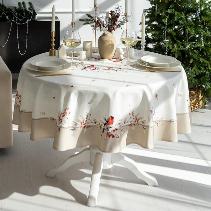 Скатерть круглая D-150 см "Пернатые истории"