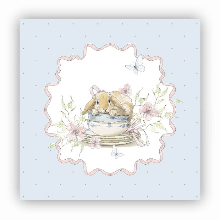 Салфетка "Заварные зайки рамка на голубом", 1 шт