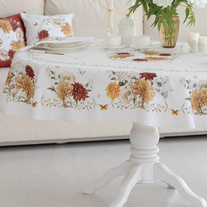 Скатерть овальная 150х200 см "Цветочная симфония"